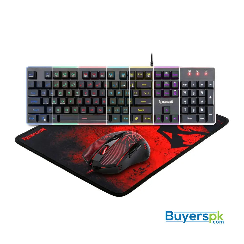 Redragon S107 PC Gaming Keyboard and Mouse Combo & Large Mouse Pad Mechanical Feel RGB Backlit & Edge Side Light Illumination Keyboard 3200 Redragon S107 PC Gaming Keyboard and Mouse Combo & Large Mouse Pad Mechanical Feel RGB Backlit & Edge Side Light Illumination Keyboard 3200